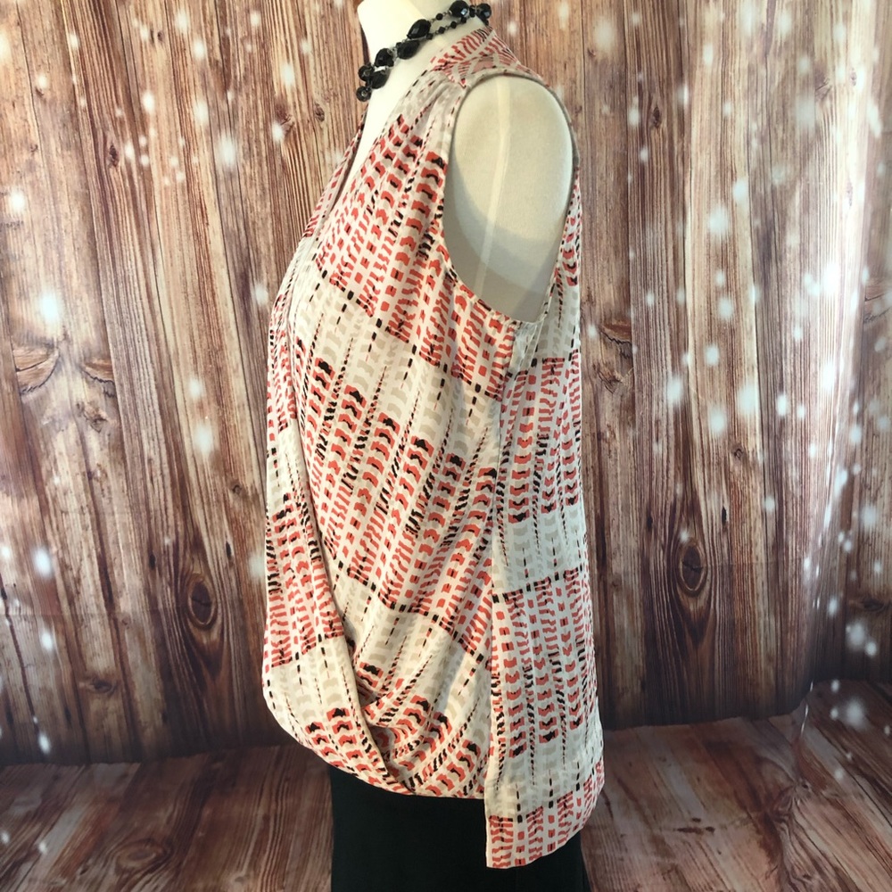 Alfani Coral & White Crossover Sleeveless Top - Picture 3 of 8